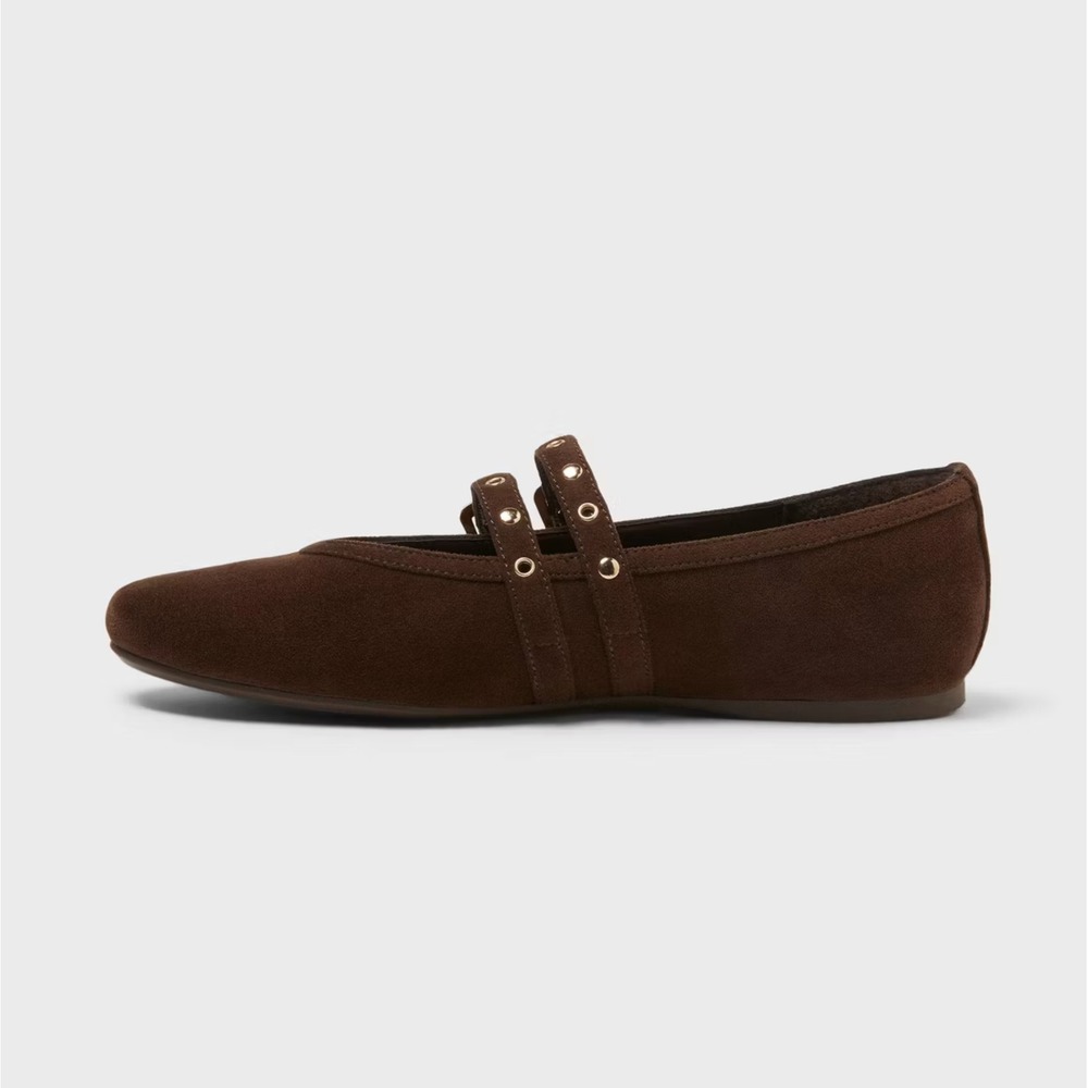 Chocolate Faux Suede Mary Jane Flats Universal Thread Henrietta Women's Size 6
